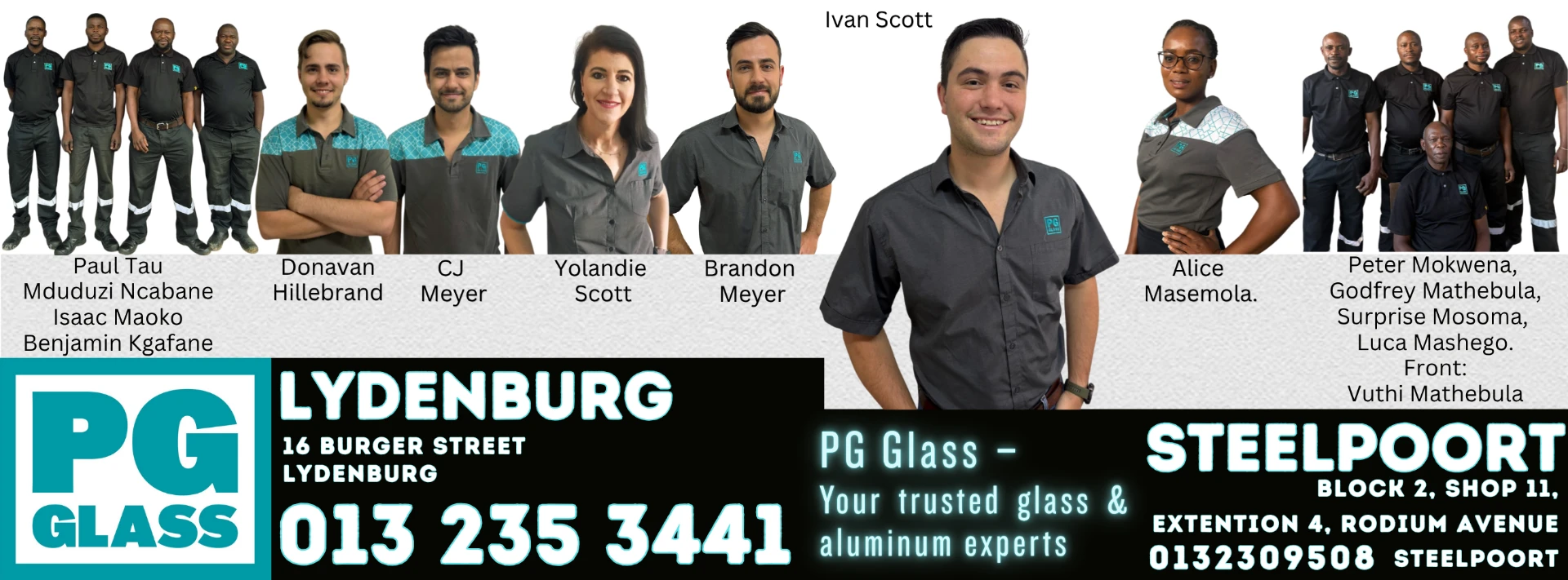 PG Glass Lydenburg page management for PG Glass Lydenburg